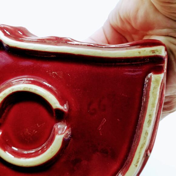 Vintage Shawnee Deer Planter 669, Doe & Fawn MCM Art Pottery, Yellow Burgundy - Picture 5 of 6